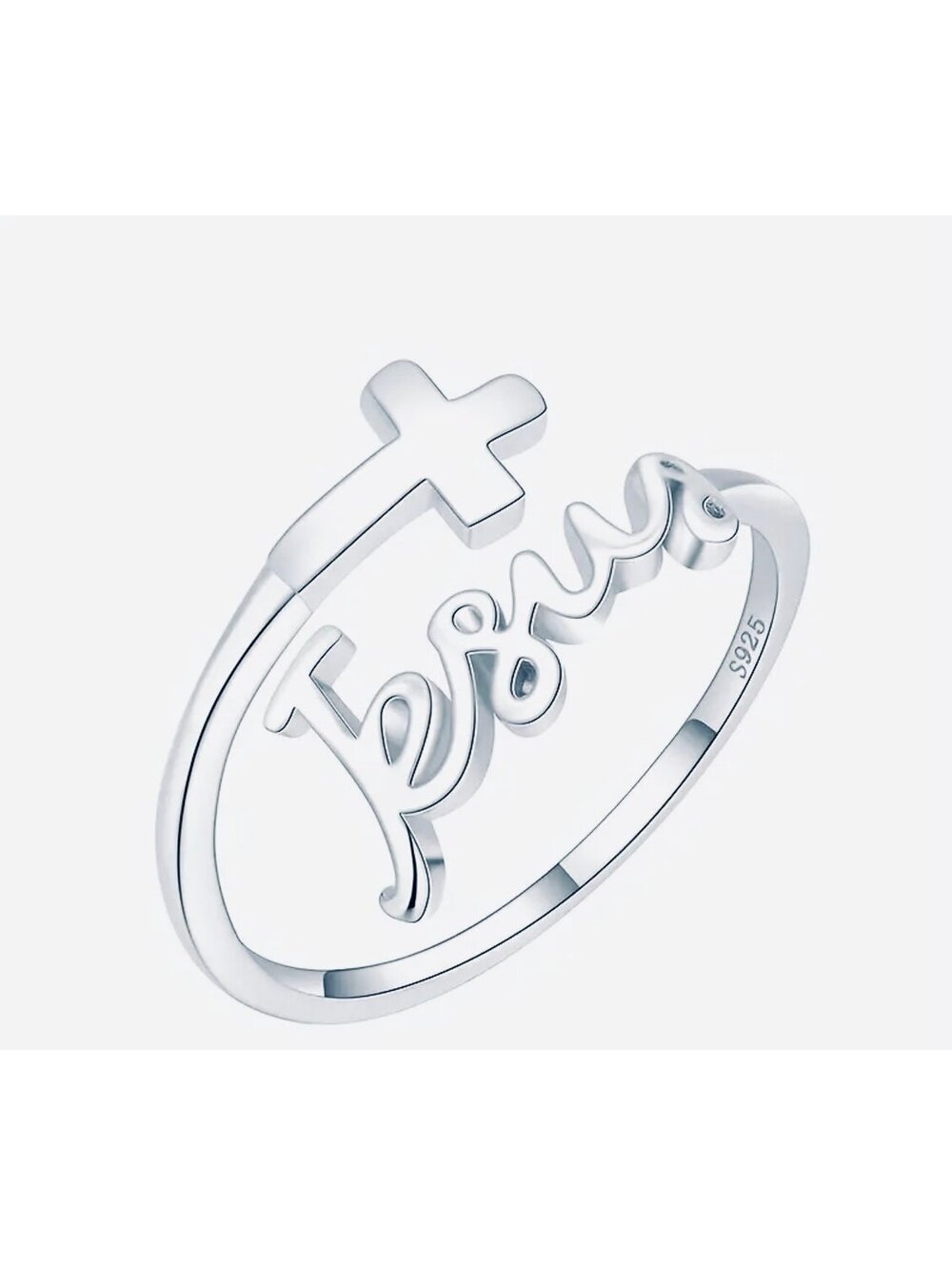 New - Minimalist Style Open Cross/Jesus Ring - OS